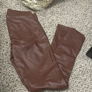Brown Faux Leather Leggings